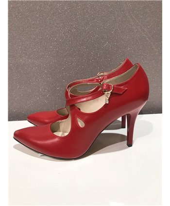 Anis piros keresztpántos cipő