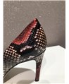 Anis piros-fekete kígyómintás cipő